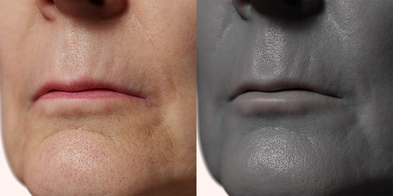 Female head scan skin pore details 